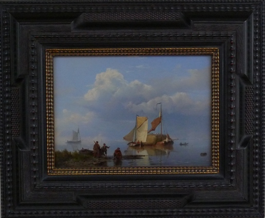 Dutch Antique Reproduction Frame, Dutch seascape painting custom framed