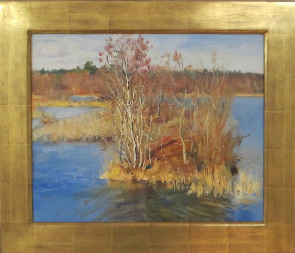 Gilded Picture Frame, yellow gold, modern, Russian Landscape