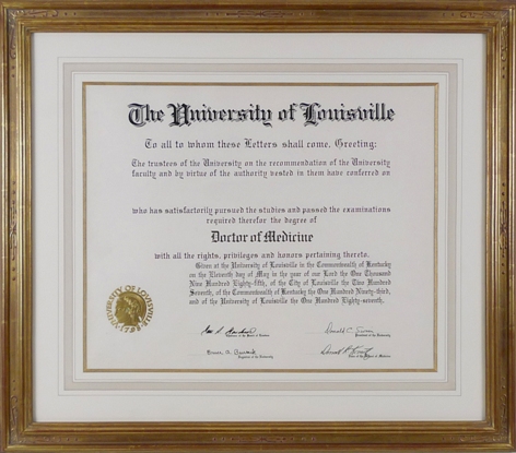 re framing diploma, custom gilded picture frame with french mat 