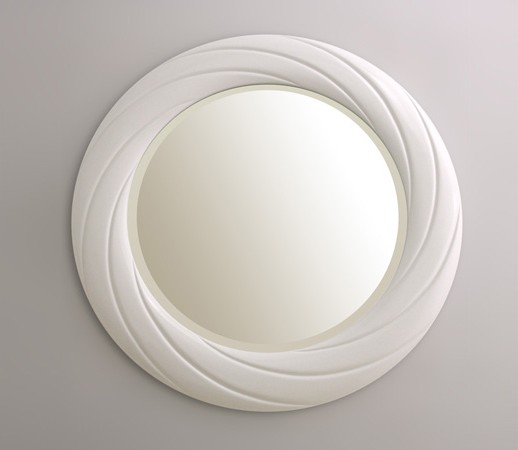 Custom Swirl Mirror, White Semi-Gloss Lacquer Mirror Frame
